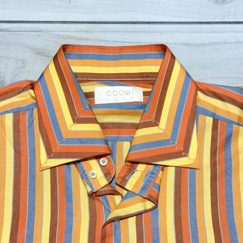 COOGI Luxe Button-Up Mens XL Multicolor Striped Long Sleeve Casual Shirt